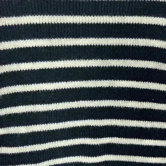 Forever 21 Womens Sweater Black/Cream Stripe M Ribbed Elbow Patches Turtleneck - Picture 5 of 11